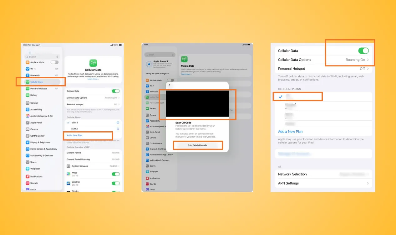 activate eSIM for iPad