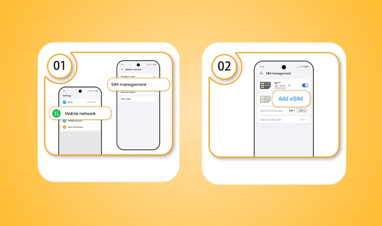 add eSIM for android