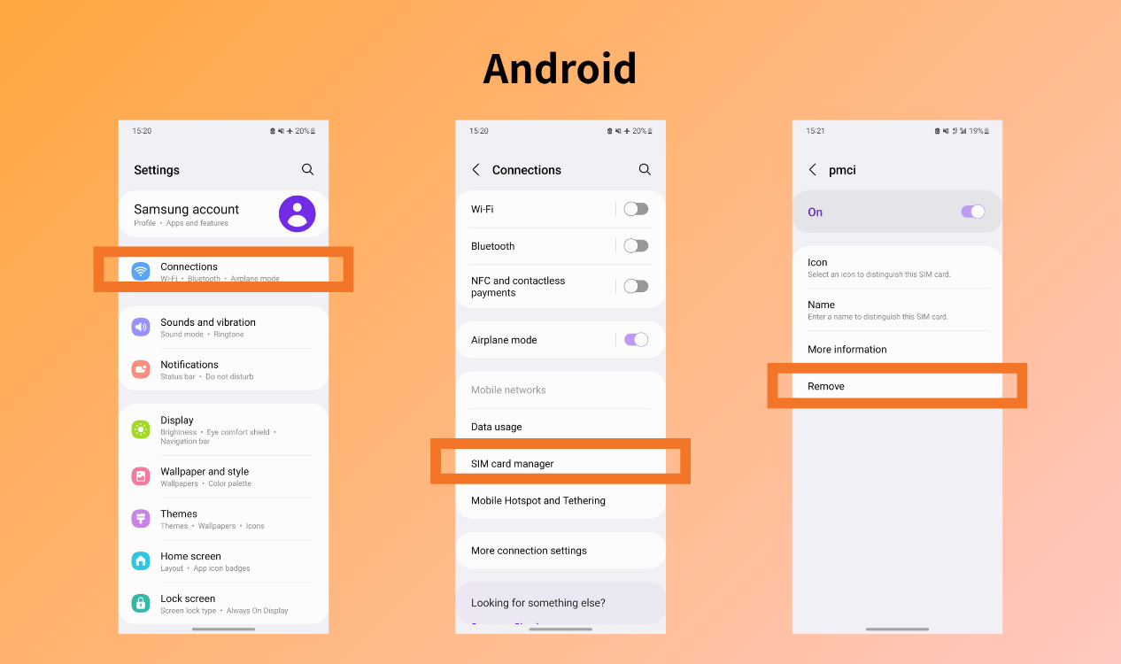 how to delete esim on android