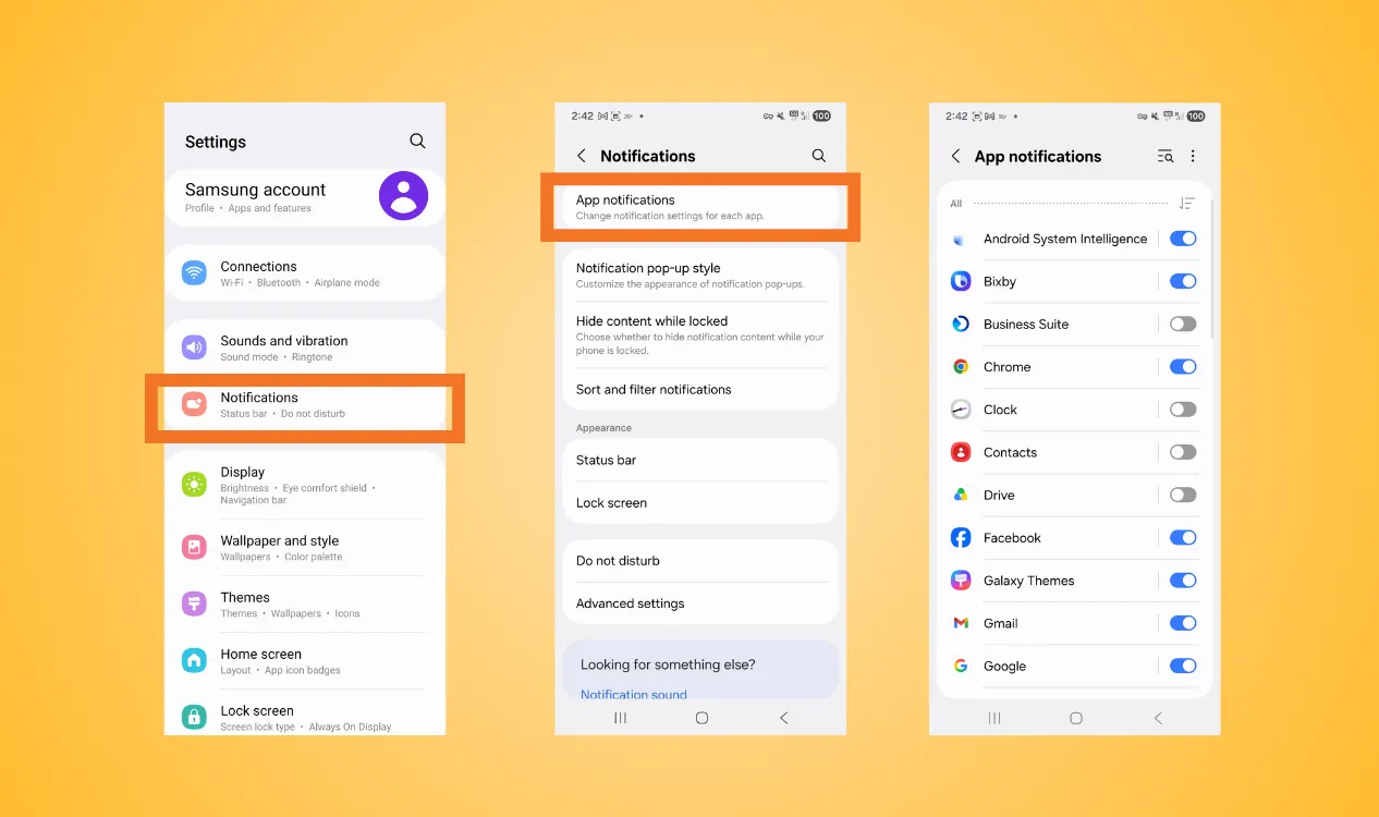 disable App notification on android
