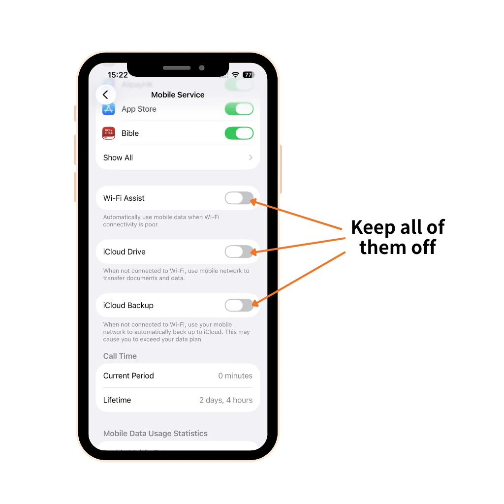 disable functions on iphone