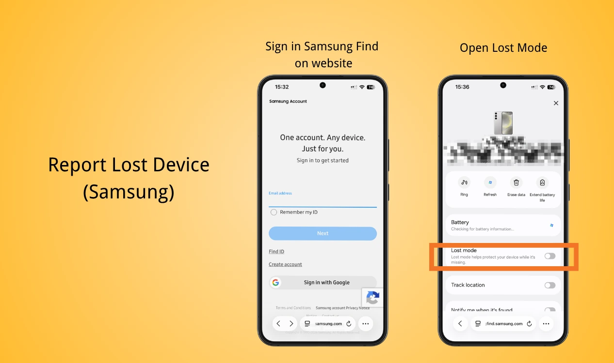 open lost mode on android