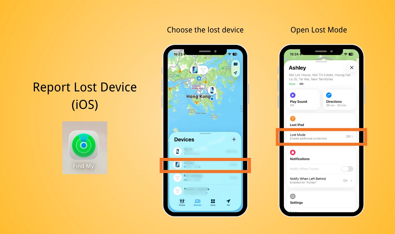 open lost mode on iphone