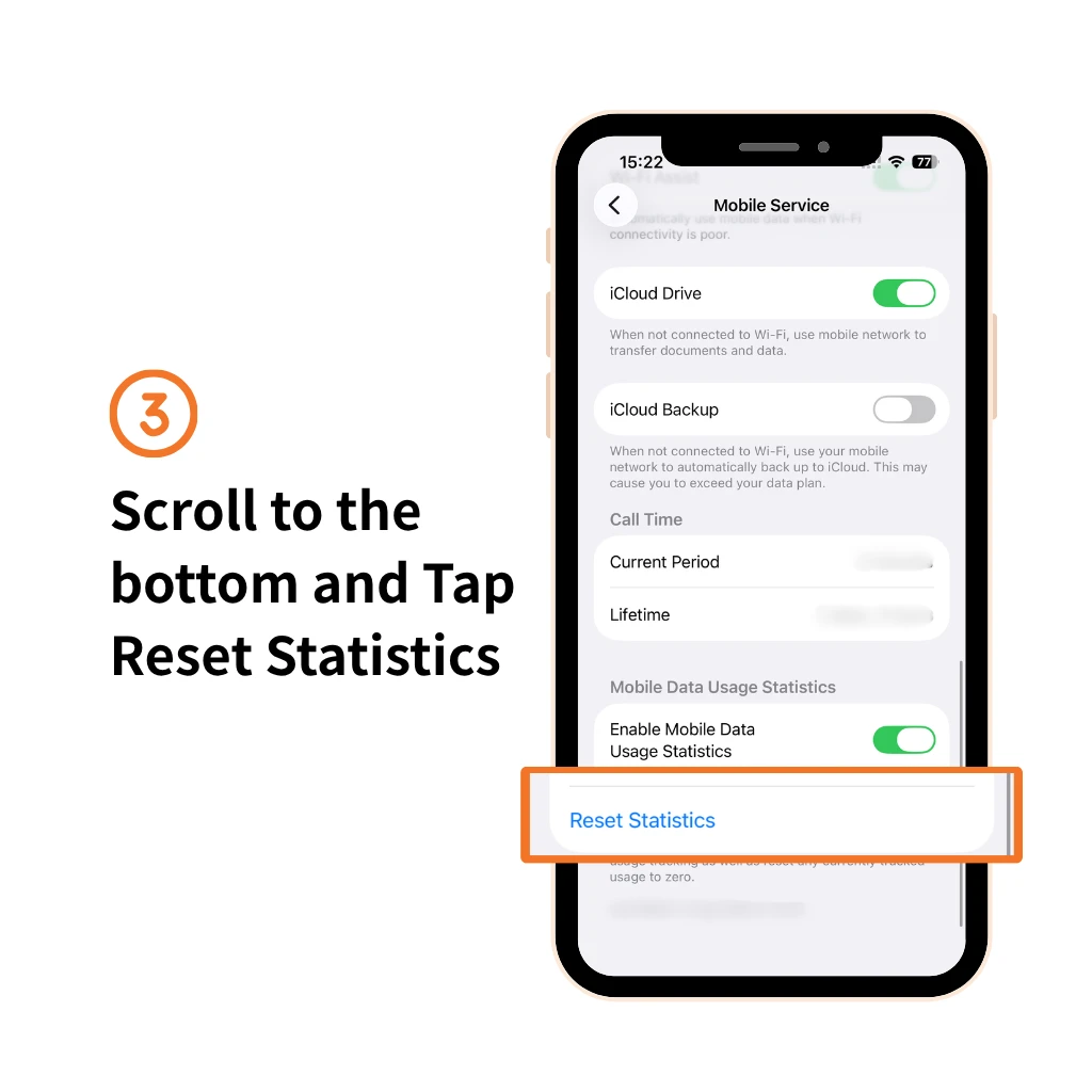 reset statistics on iPhone