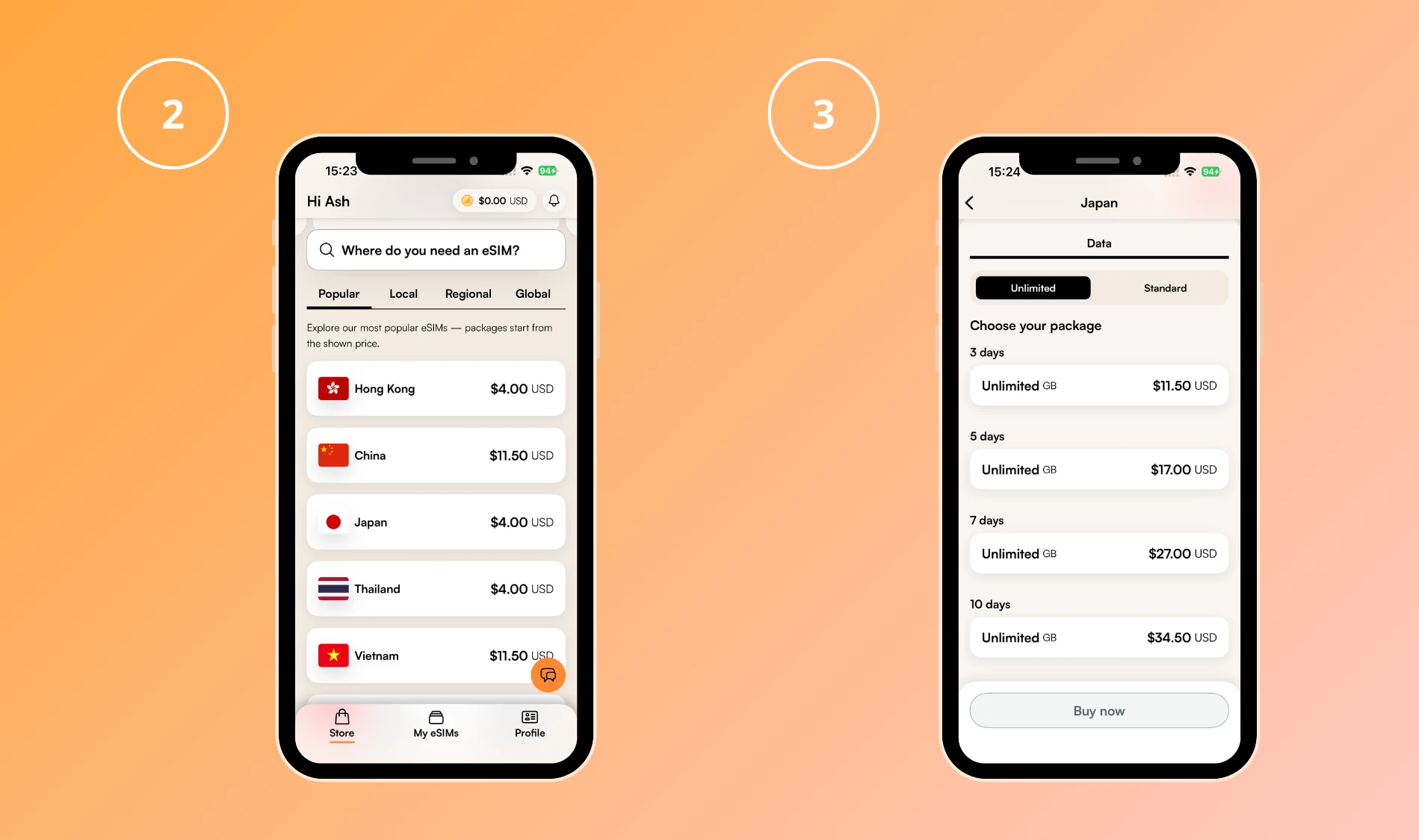 select travel airalo esim plan